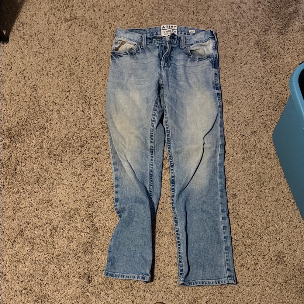 Ariat Men's M7 Slim Fit Straight Leg Faded Blue Jeans